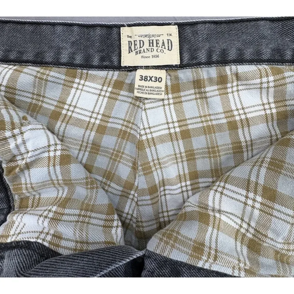 RedHead Flannel Lined Jeans Men's 38x30 Relaxed Fit Gray Washed Denim - Picture 7 of 10